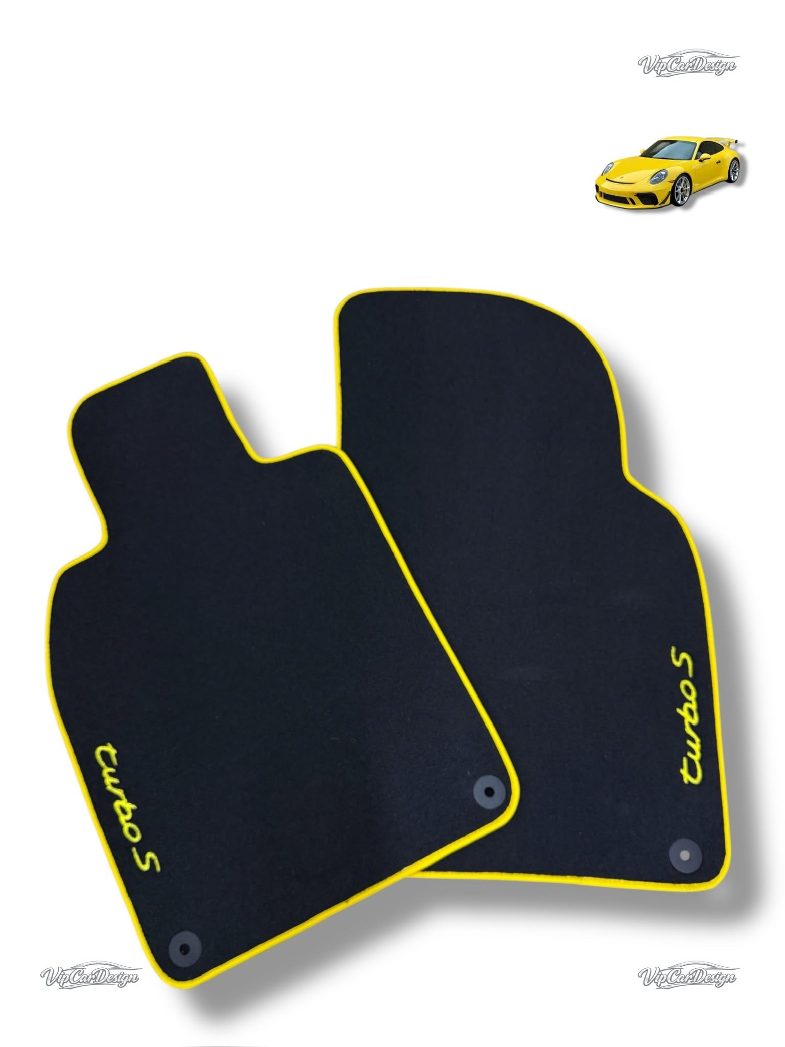Porsche 911 - 964 (1989-1994) Custom Fit Floor Mats TurboS Logo - Front Floor Mats | VipCarDesign
