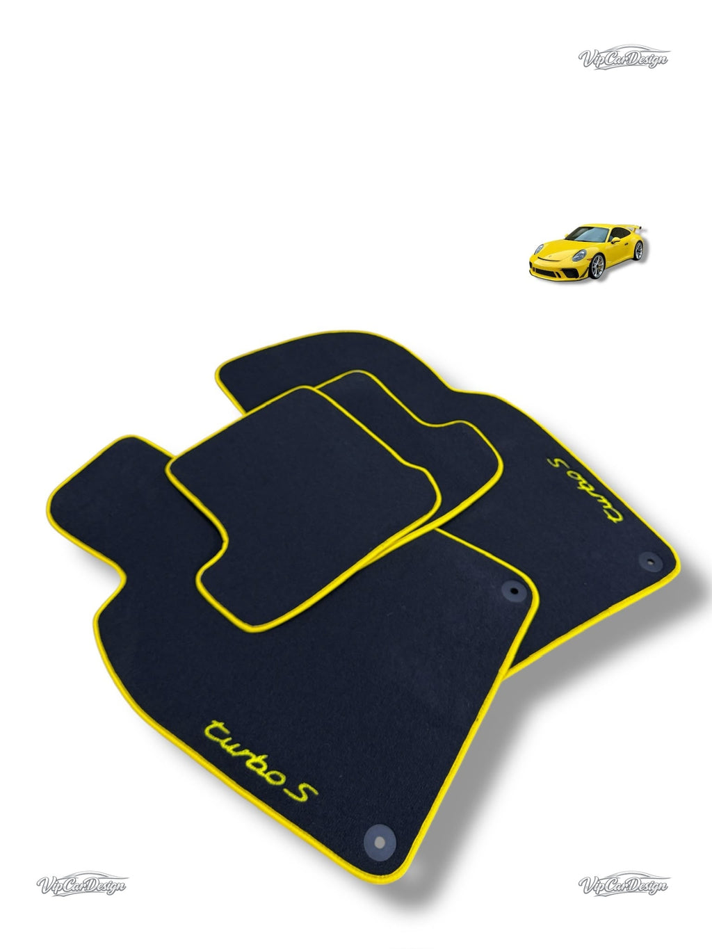 Porsche Cayman 981 (2012-2016) Custom Fit Floor Mats TurboS Logo - Rear Floor Mats | VipCarDesign