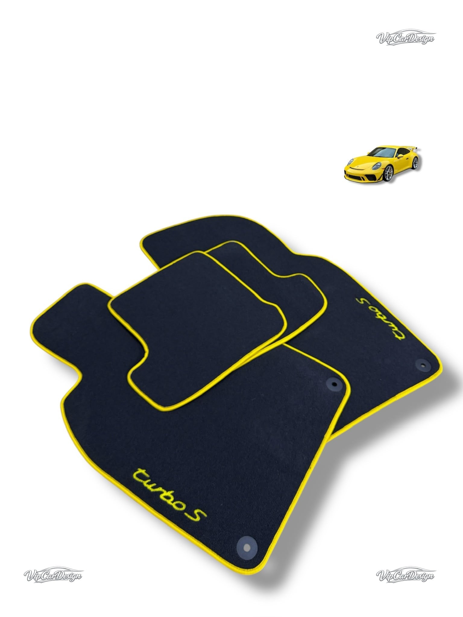 Porsche Taycan (2020-2025) Custom Fit Floor Mats TurboS Logo - Rear Floor Mats | VipCarDesign
