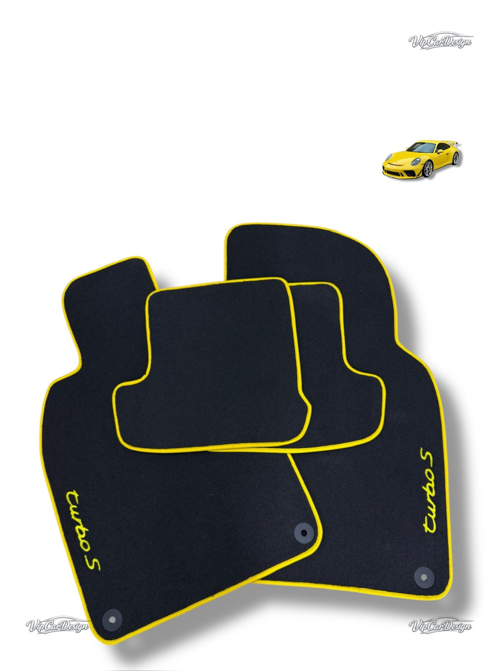 Porsche Macan (2014-2024) Custom Fit Floor Mats TurboS Logo - TurboS Logo Detail | VipCarDesign
