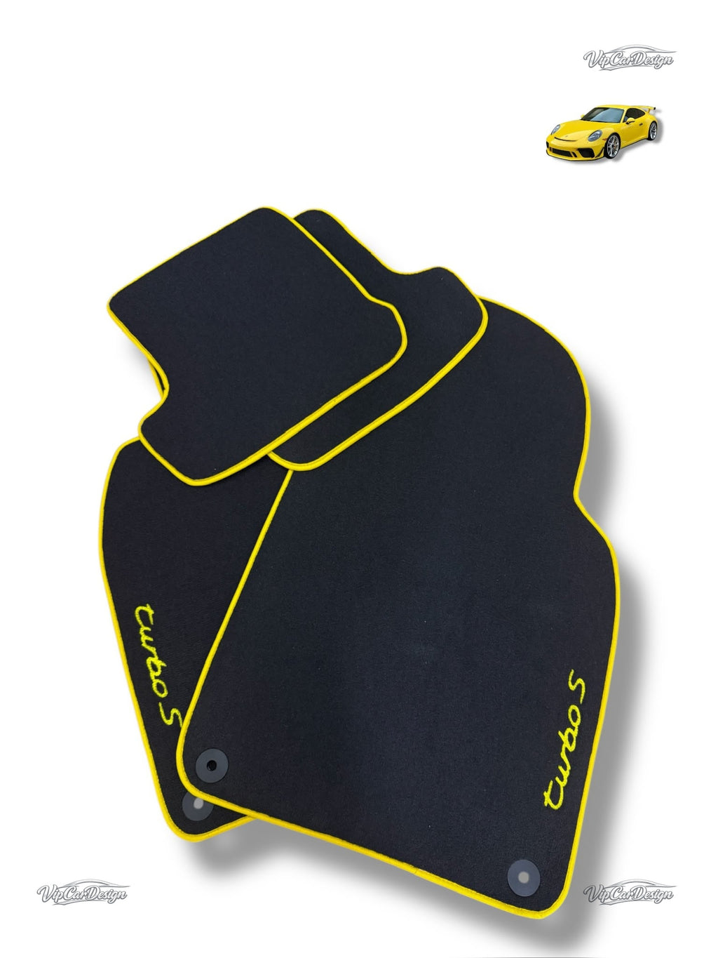 Porsche 911 - 964 (1989-1994) Custom Fit Floor Mats TurboS Logo - Close-Up Texture | VipCarDesign