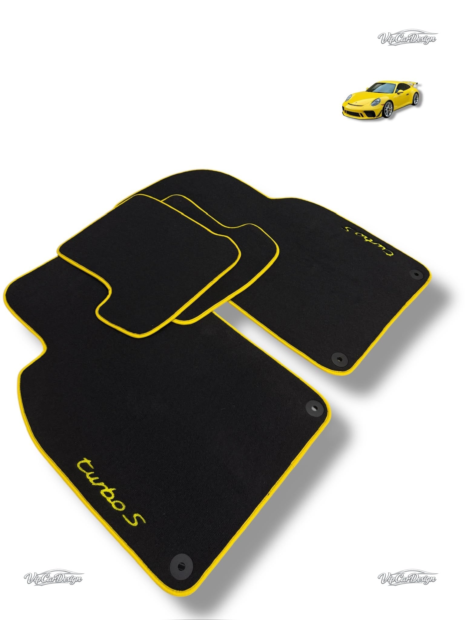 Porsche Cayenne (2018-2023) Custom Fit Floor Mats TurboS Logo - Premium Velour Detail | VipCarDesign