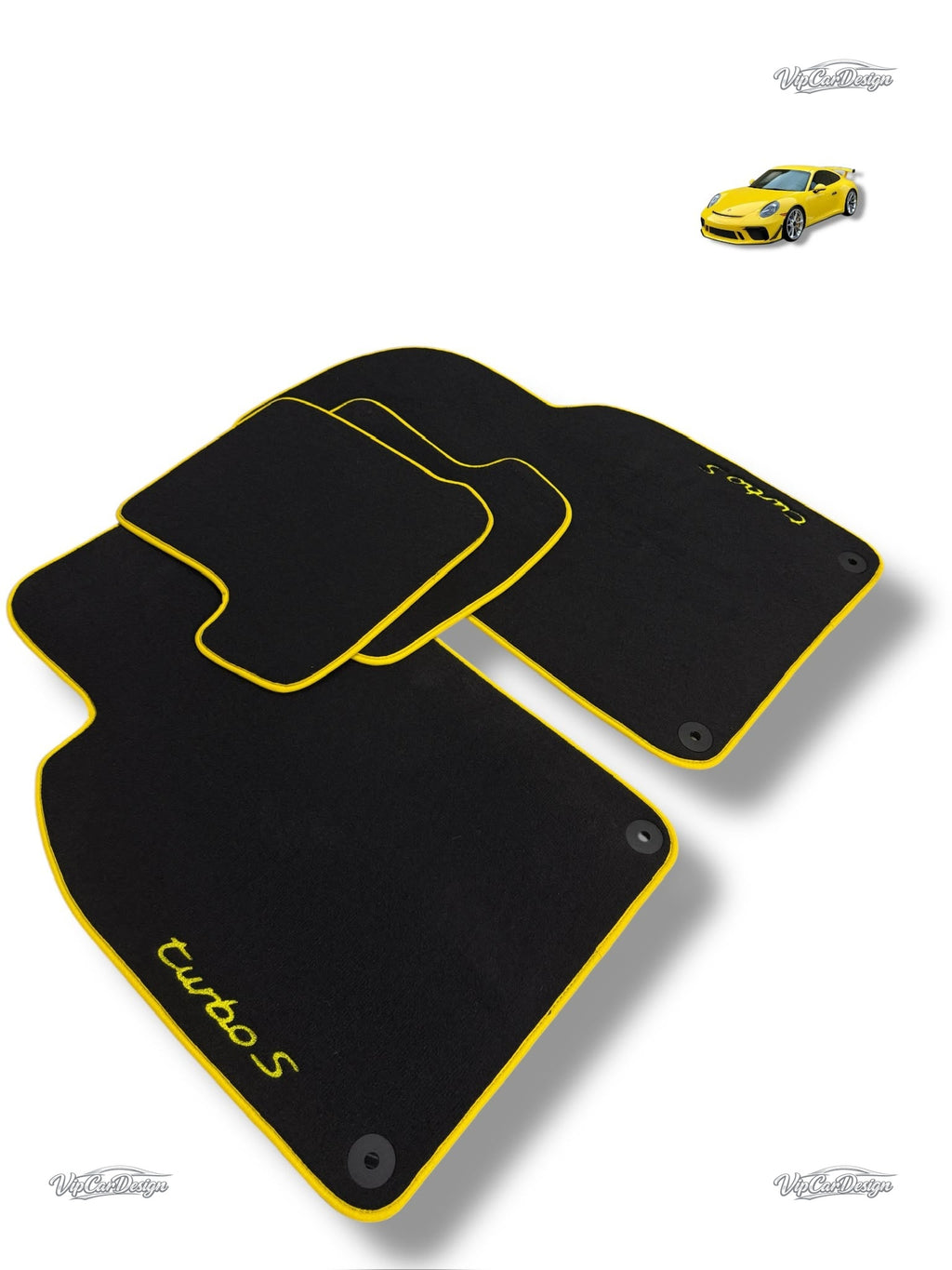 Porsche 992 (2019-2025) Custom Fit Floor Mats TurboS Logo - Premium Velour Detail | VipCarDesign