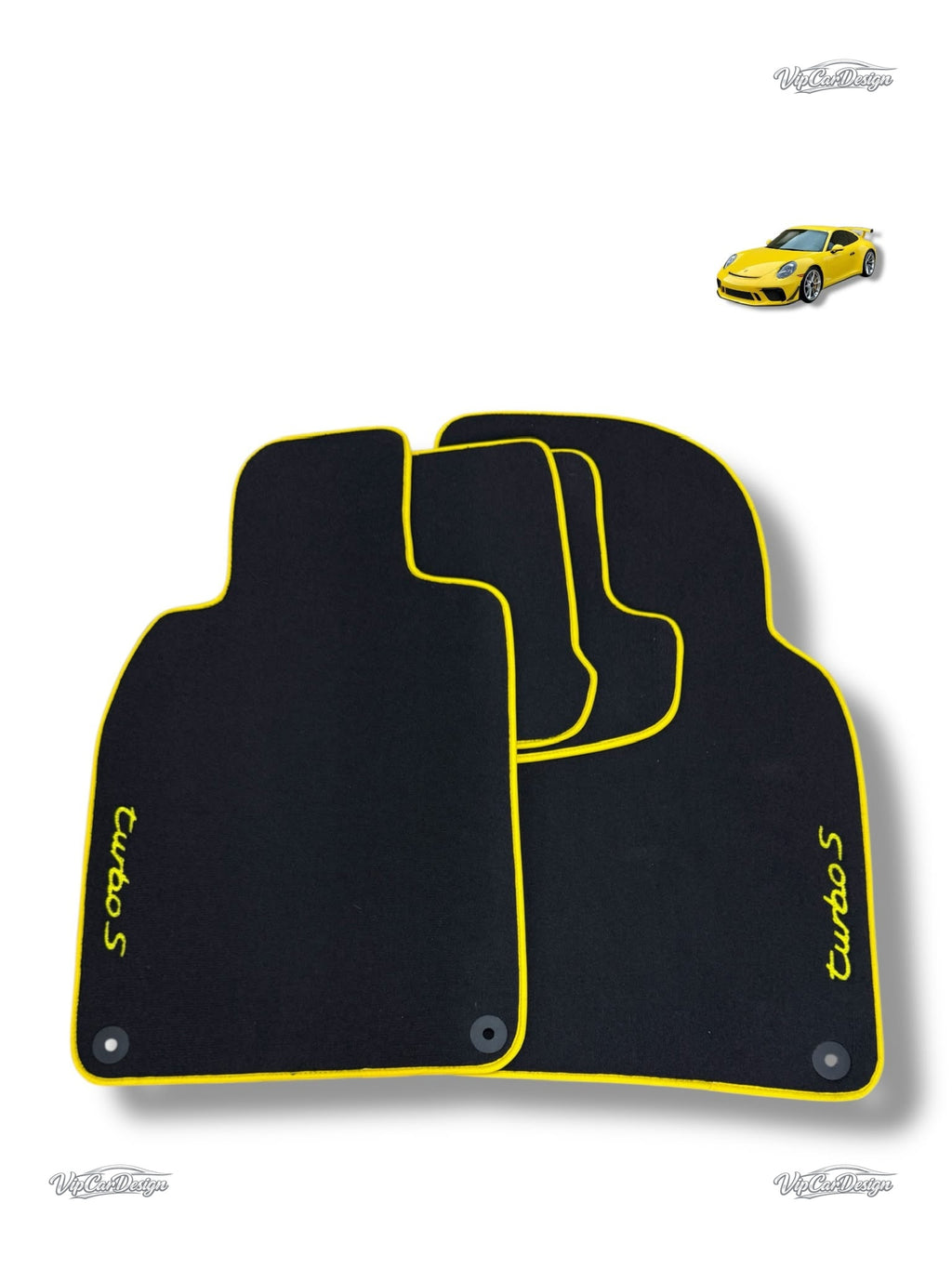 Porsche 718 Boxster (2016-2023) Custom Fit Floor Mats TurboS Logo - Edge Color Detail | VipCarDesign