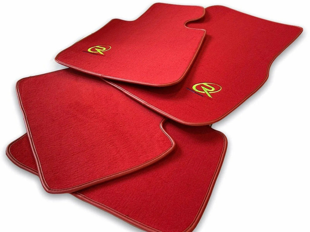 Red Floor Mats For BMW 2 Series U06 (2022-2026) ROVBUT Brand Tailored Set Perfect Fit Green SNIP Collection Custom Fit Premium Velour Floor Mats