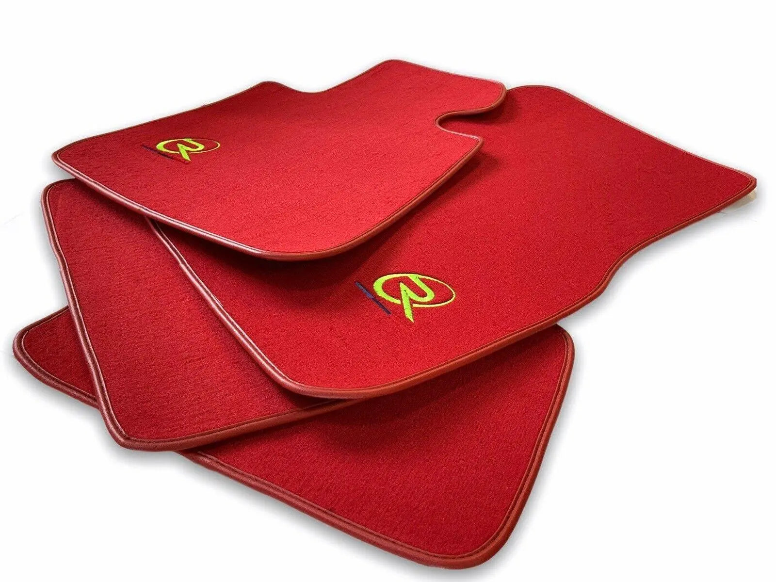 Red Floor Mats For BMW 2 Series U06 (2022-2026) ROVBUT Brand Tailored Set Perfect Fit Green SNIP Collection Custom Fit Premium Velour Floor Mats