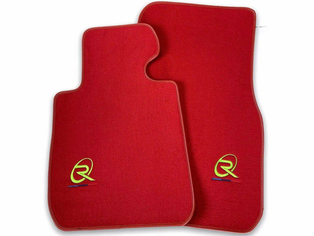 Red Floor Mats For BMW G61 (2023-2026) Touring ROVBUT Brand Tailored Set Perfect Fit Green SNIP Collection Custom Fit Premium Velour Floor Mats