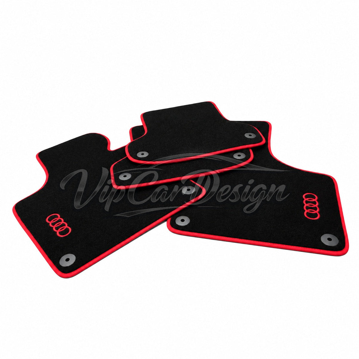 Audi A1 - 5-door Hatchback (2019-2024) Custom Fit Floor Mats Audi Logo - Full Set Angled View | VipCarDesign
