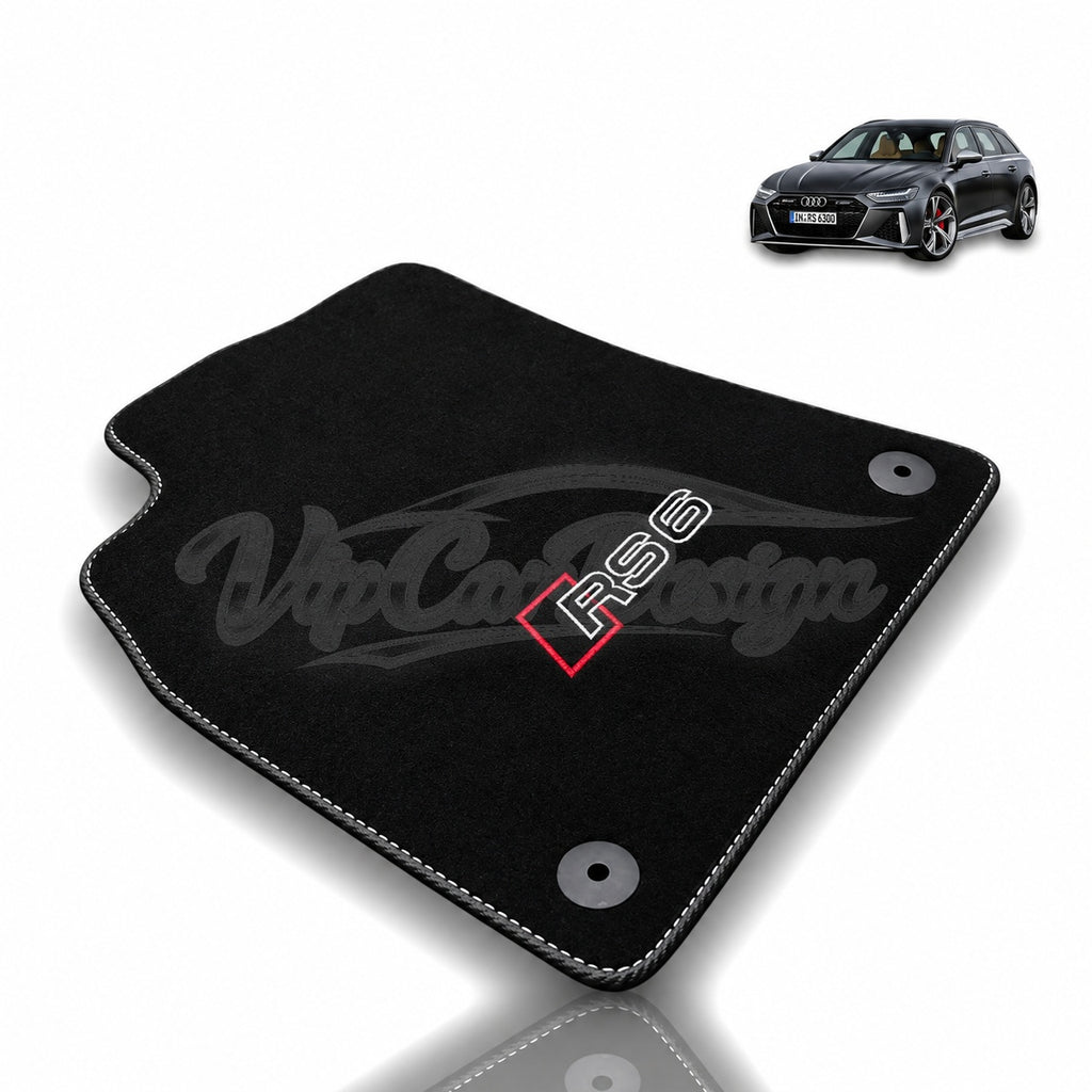 Audi RS 6 C5 (2002-2004) Custom Fit Velour Floor Mats - RS 6 Logo - Single Mat Detail | VipCarDesign