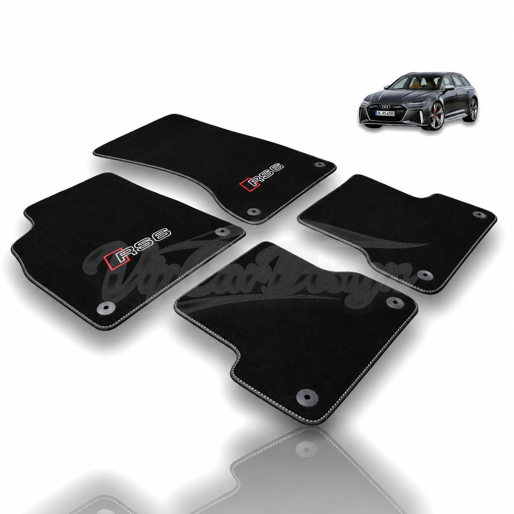 Audi RS 6 Plus C5 (2004) Custom Fit Velour Floor Mats - RS 6 Logo - Complete Set Overview | VipCarDesign