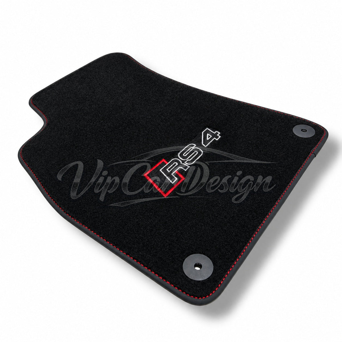 Audi RS 4 B9 Avant (2017-2024) Custom Fit Floor Mats RS 4 Logo - Logo Embroidery Detail | VipCarDesign