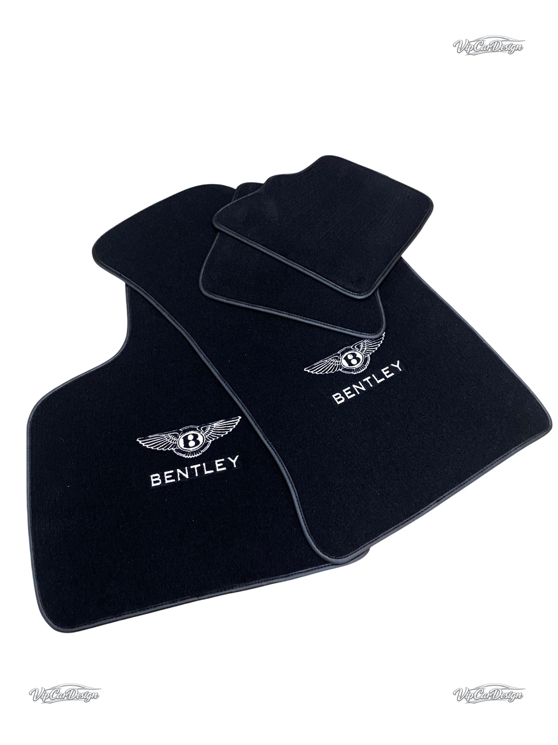 Bentley Continental GT (2011-2018) Custom Fit Floor Mats Bentley Logo - Full Set Angle | VipCarDesign