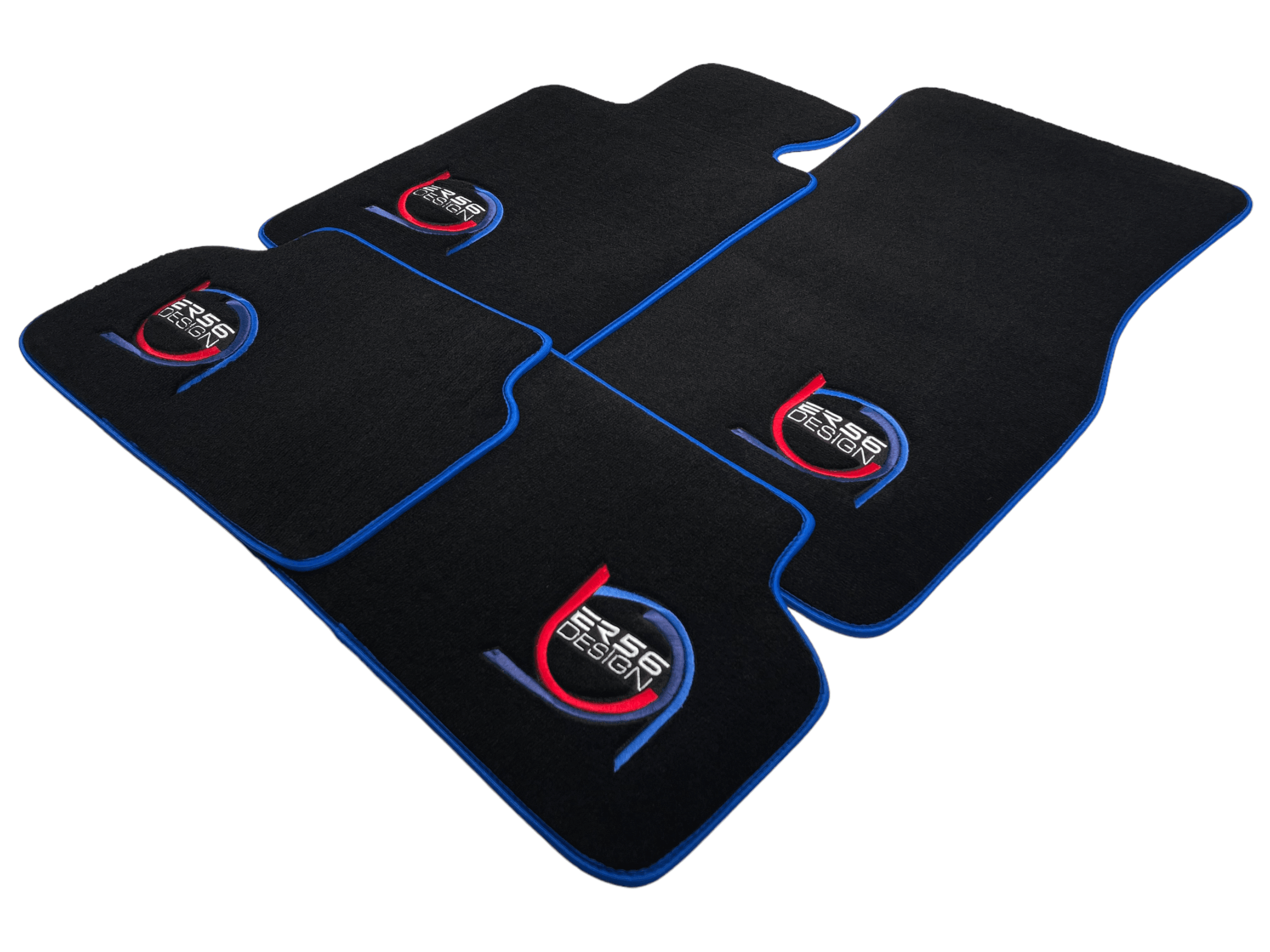 Black Floor Mats For BMW 2 Series U06 (2022-2026) ER56 Design Limited Edition Blue Trim Custom Fit Premium Velour Floor Mats