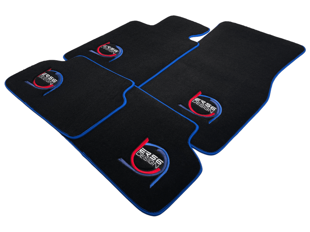 Black Floor Mats For BMW M3 G81 Touring (2022-2026) ER56 Design Limited Edition Blue Trim Custom Fit Premium Velour Floor Mats