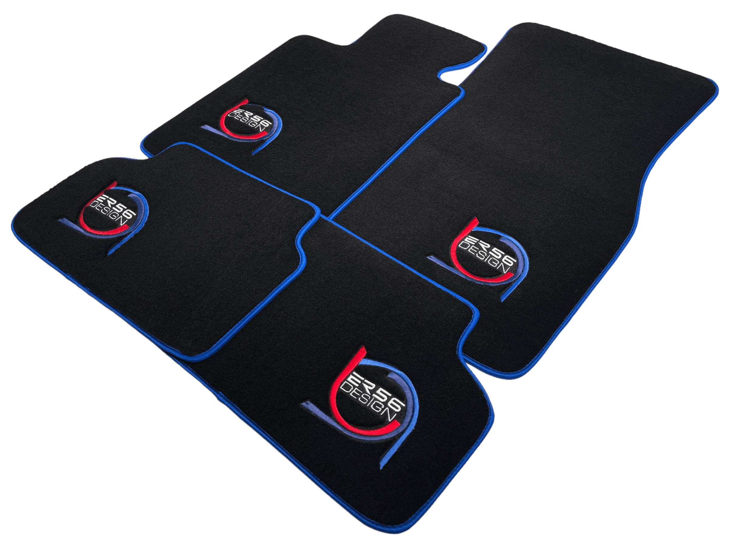 Black Floor Mats For BMW M3 G81 Touring (2022-2026) ER56 Design Limited Edition Blue Trim Custom Fit Premium Velour Floor Mats