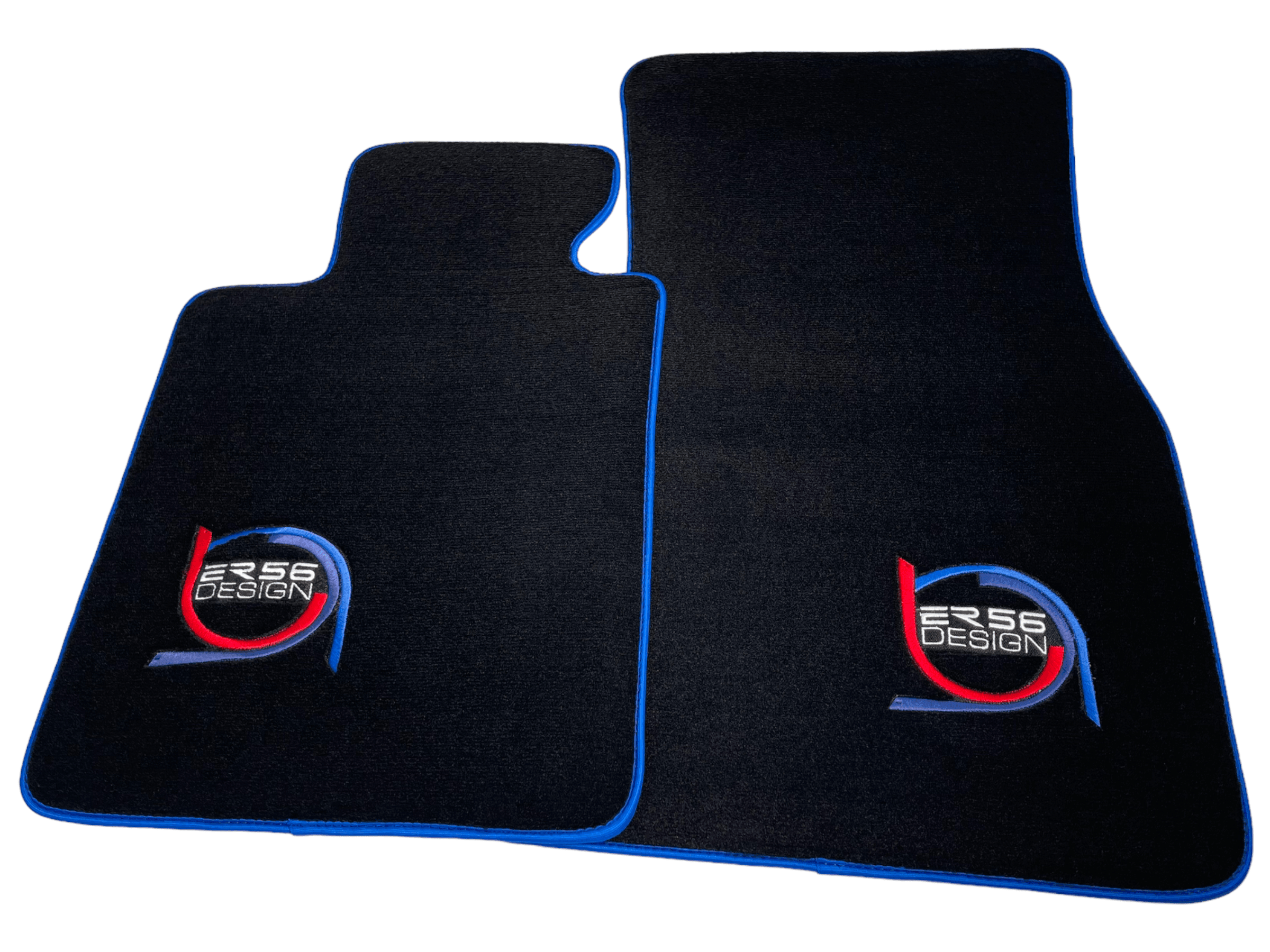 Black Floor Mats For BMW G60 (2023-2026) Sedan ER56 Design Limited Edition Blue Trim Custom Fit Premium Velour Floor Mats