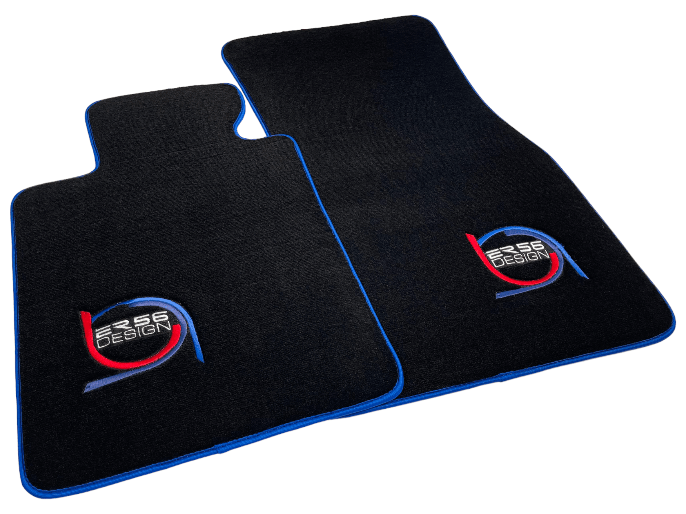Black Floor Mats For BMW G60 (2023-2026) Sedan ER56 Design Limited Edition Blue Trim Custom Fit Premium Velour Floor Mats