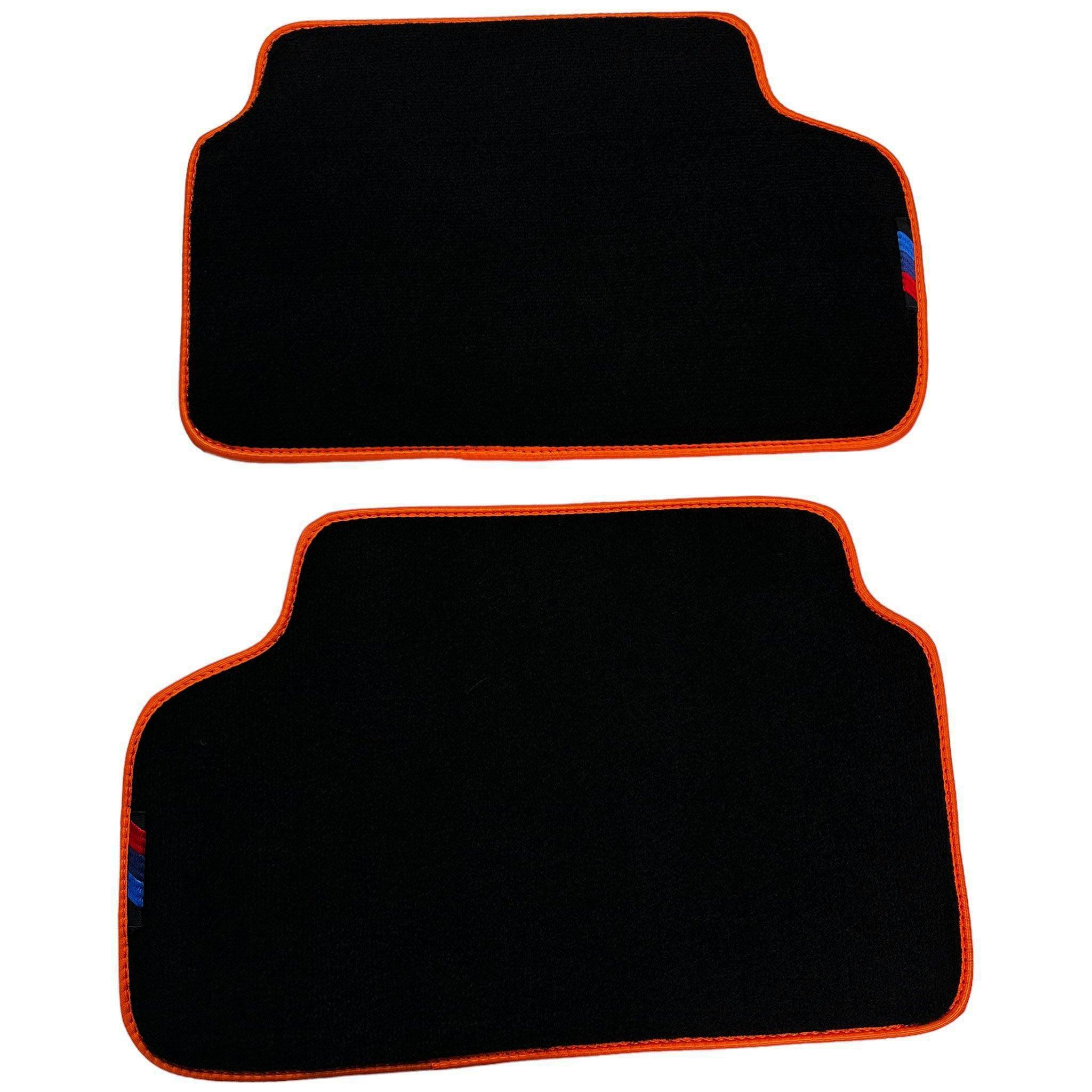 Black Floor Mats For BMW G61 (2023-2026) Touring | Orange Trim Custom Fit Premium Velour Floor Mats