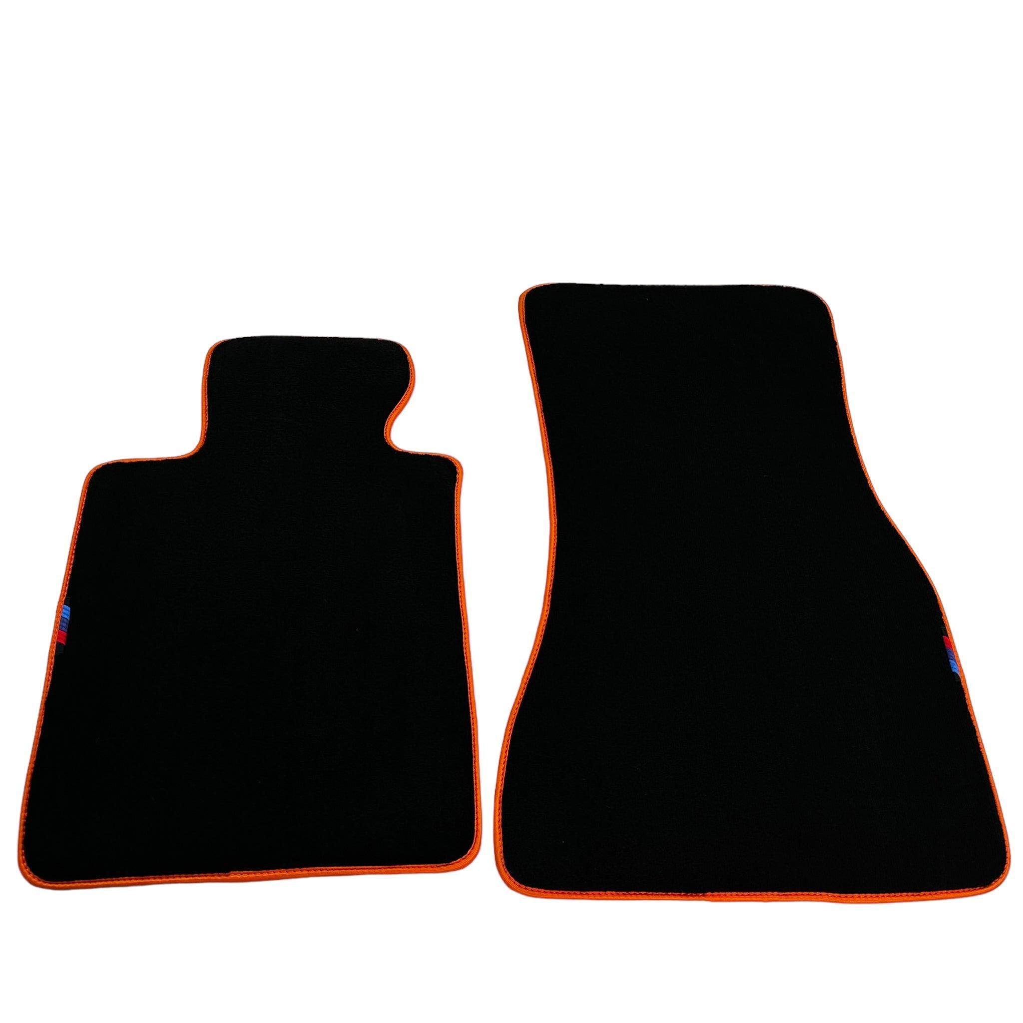 Black Floor Mats For BMW G60 (2023-2026) Sedan | Orange Trim Custom Fit Premium Velour Floor Mats