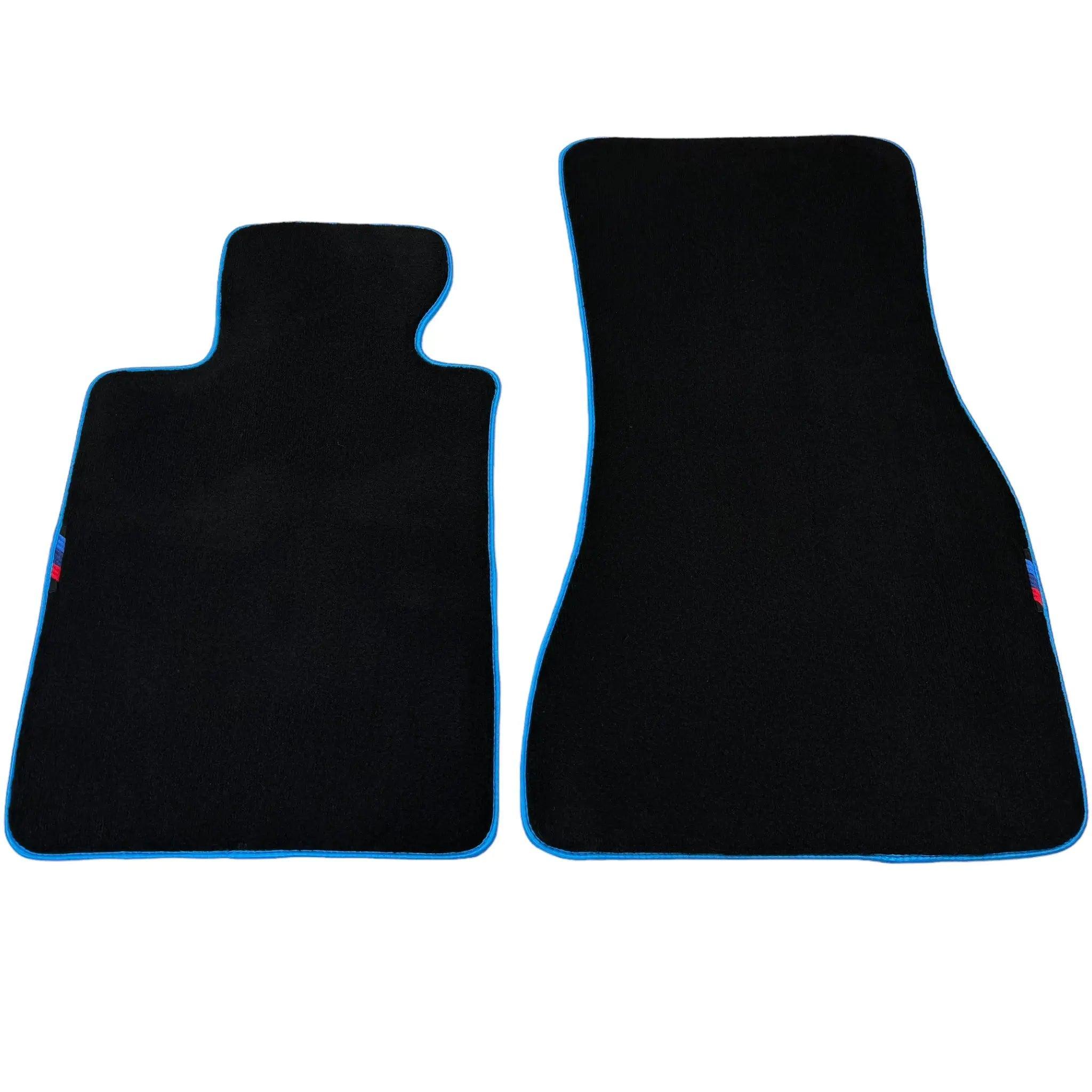 Black Floor Mats For BMW M3 G81 Touring (2022-2026) | Sky Blue Trim Custom Fit Premium Velour Floor Mats