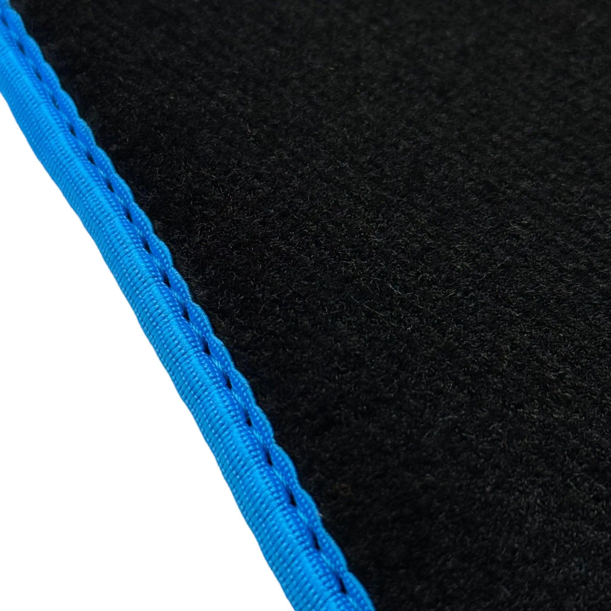 Black Floor Mats For BMW 2 Series U06 (2022-2026) | Sky Blue Trim Custom Fit Premium Velour Floor Mats