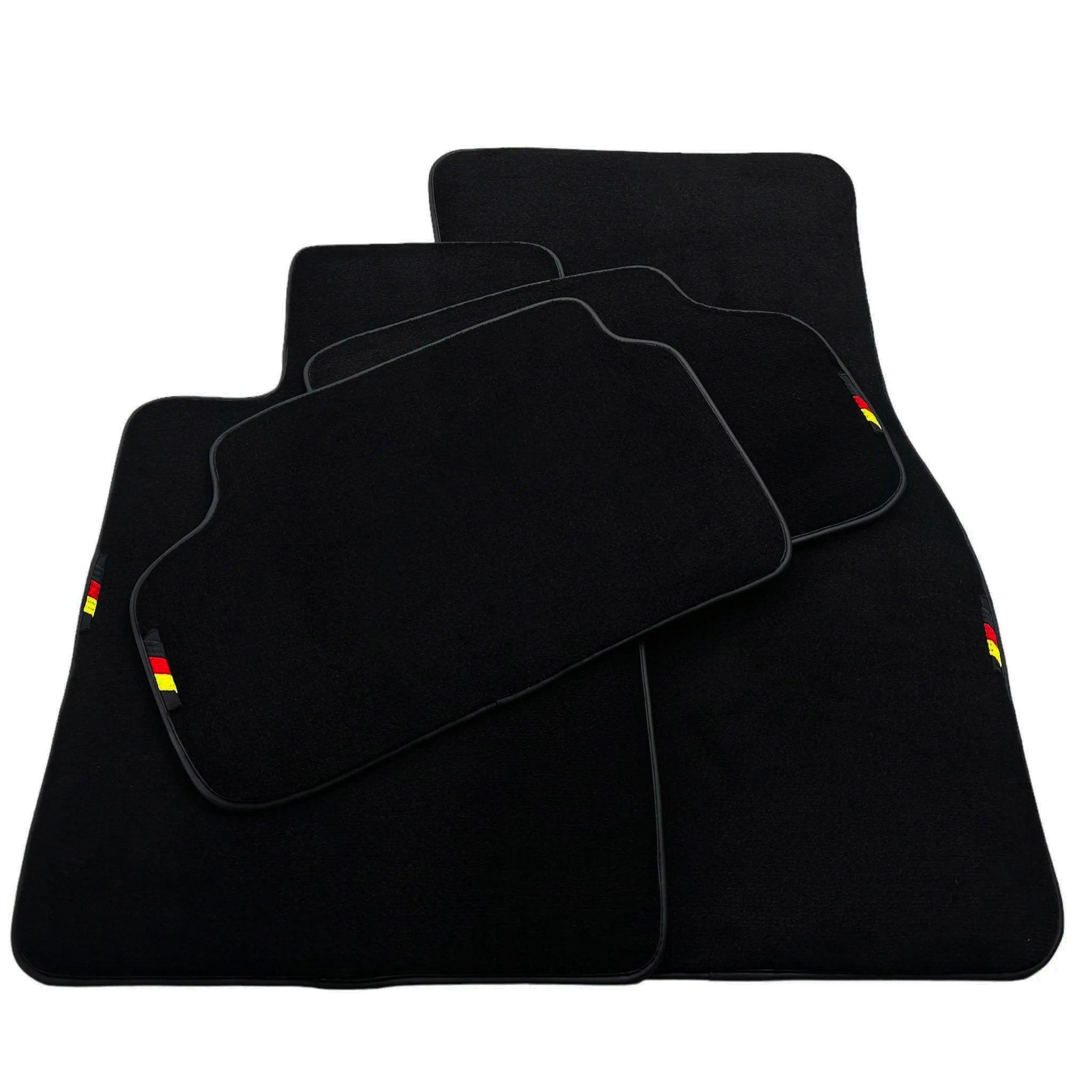 Black Floor Mats For BMW G61 (2023-2026) Touring with German Flag | Various Trim Colors Custom Fit Premium Velour Floor Mats