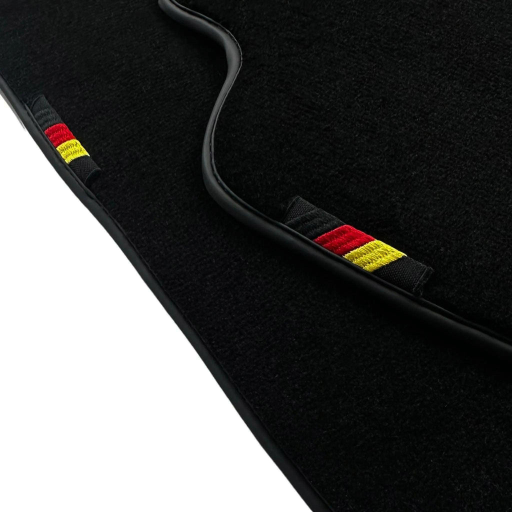 Black Floor Mats For BMW 2 Series U06 (2022-2026) with German Flag | Various Trim Colors Custom Fit Premium Velour Floor Mats
