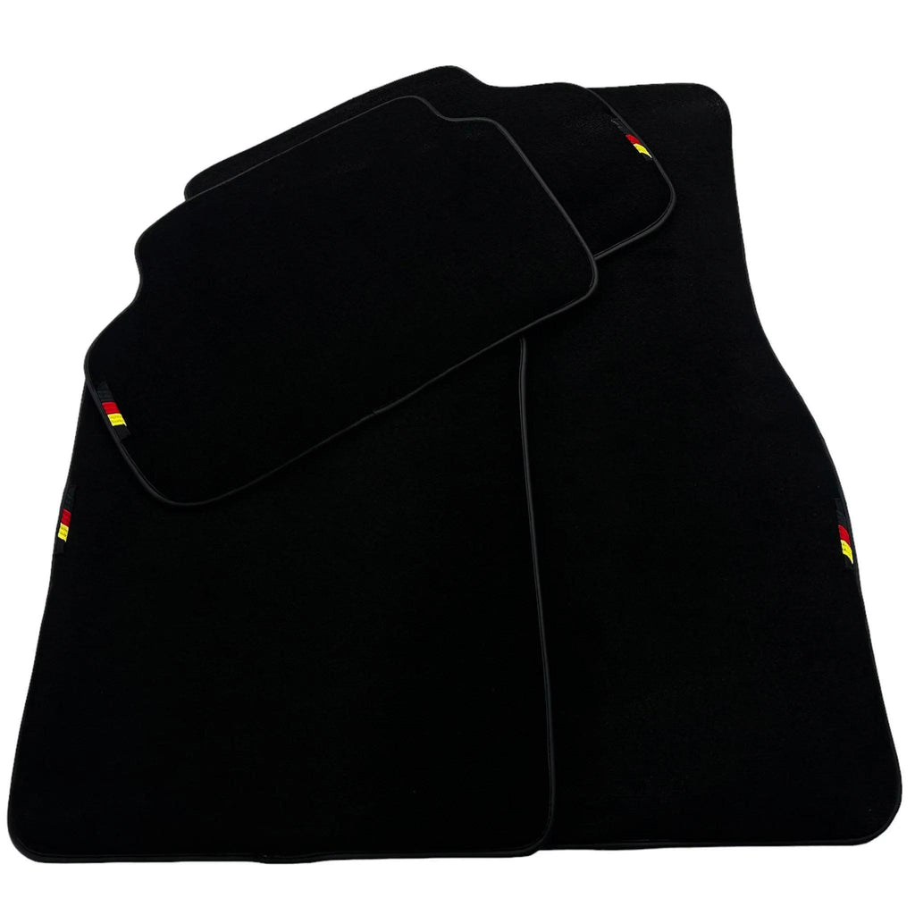 Black Floor Mats For BMW G60 (2023-2026) Sedan with German Flag | Various Trim Colors Custom Fit Premium Velour Floor Mats