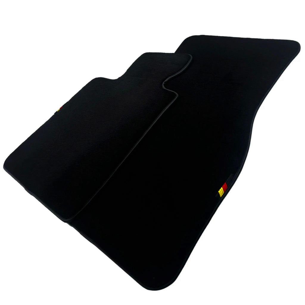 Black Floor Mats For BMW M5 G90 (2023-2026) Sedan with German Flag | Various Trim Colors Custom Fit Premium Velour Floor Mats