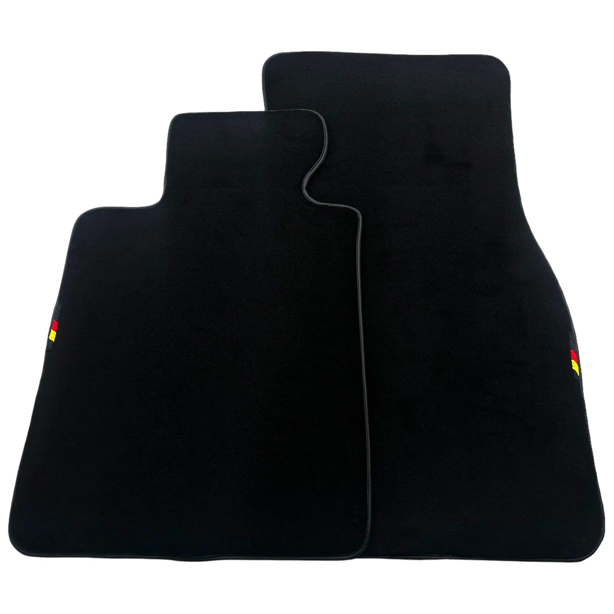 Black Floor Mats For BMW G61 (2023-2026) Touring with German Flag | Various Trim Colors Custom Fit Premium Velour Floor Mats