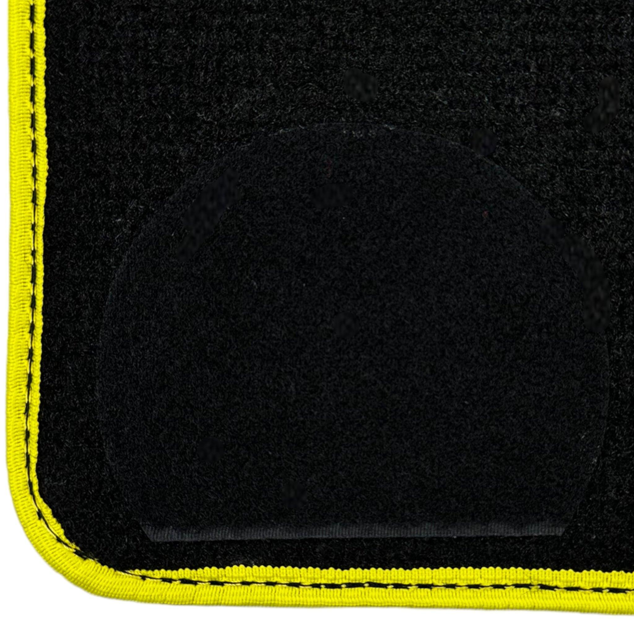 Black Floor Mats For BMW U06 (2022-2026) | Yellow Trim Custom Fit Premium Velour Floor Mats
