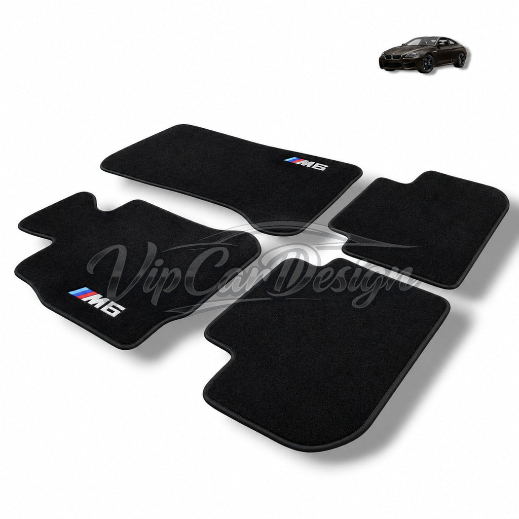 BMW M6 E64 (2005-2010) Custom Fit Floor Mats M6 Logo - Complete Set Overview | VipCarDesign