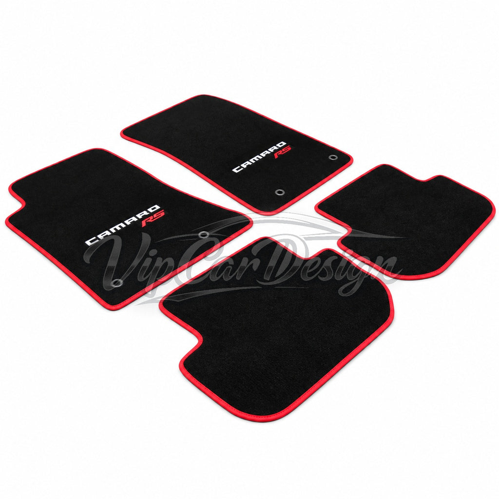 Chevrolet Camaro (1993-2002) Custom Fit Velour Floor Mats - Camaro RS Logo - Complete Set Overview | VipCarDesign