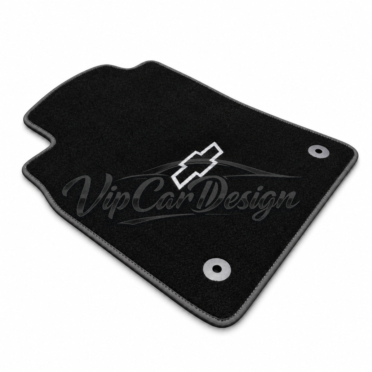 Chevrolet Camaro (1993-2002) Custom Fit Velour Floor Mats - Chevrolet Bowtie Logo - Single Mat Detail | VipCarDesign