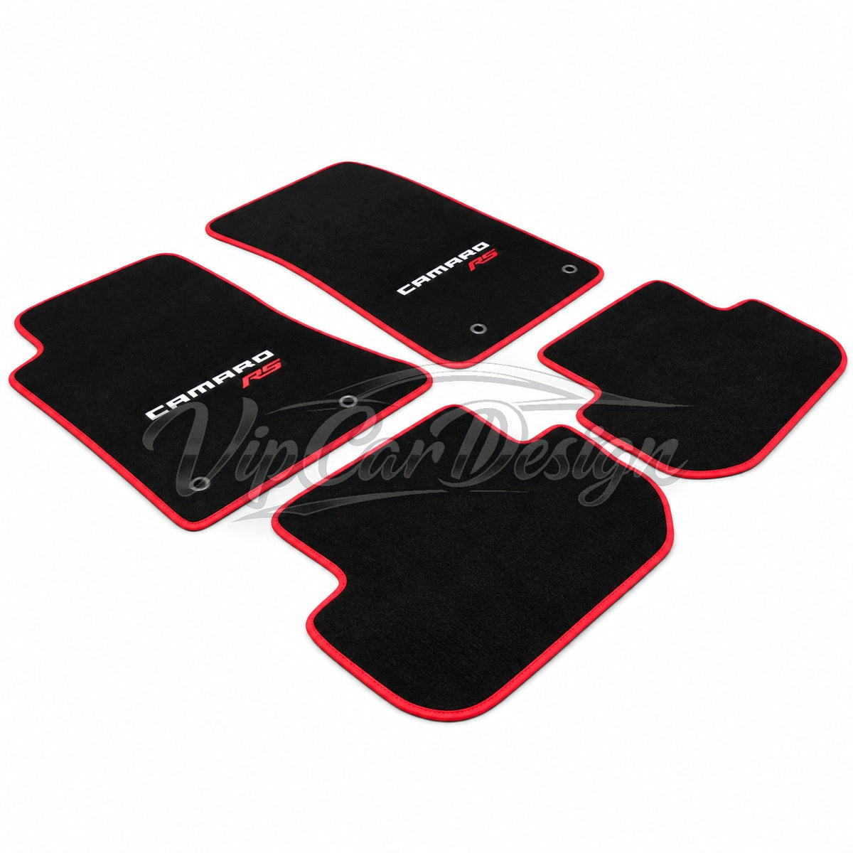 Chevrolet Camaro (2009-2015) Custom Fit Velour Floor Mats - Camaro RS Logo - Complete Set Overview | VipCarDesign