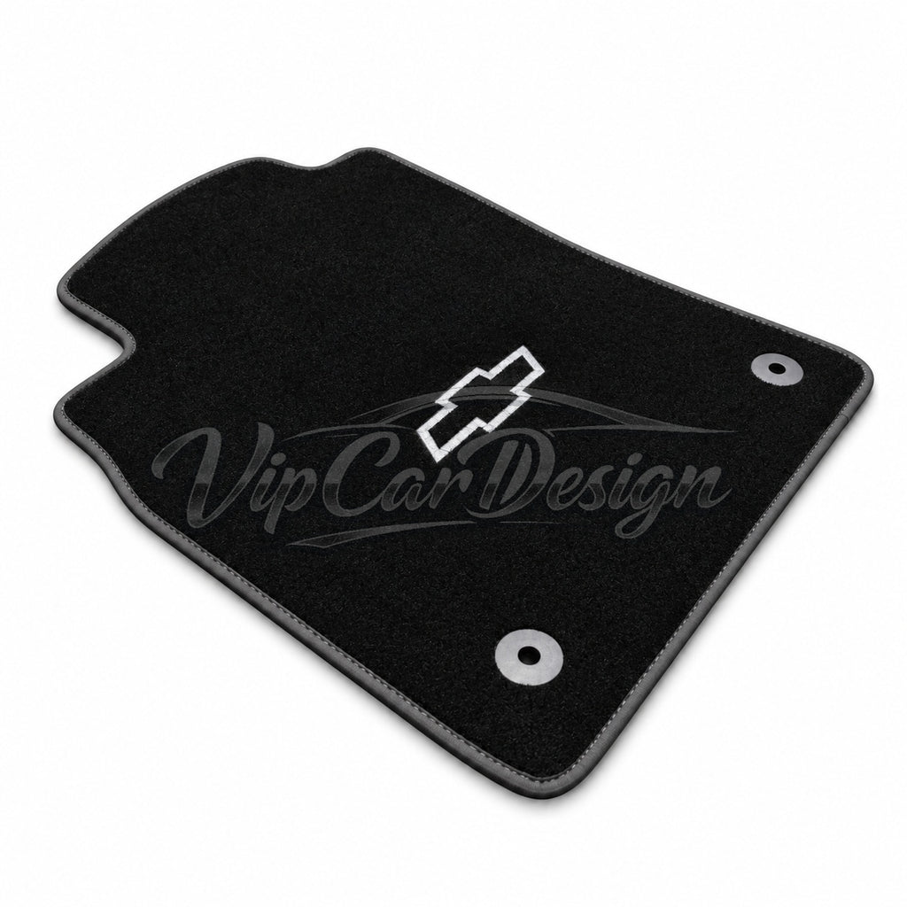 Chevrolet Camaro (2009-2015) Custom Fit Velour Floor Mats - Chevrolet Bowtie Logo - Single Mat Detail | VipCarDesign
