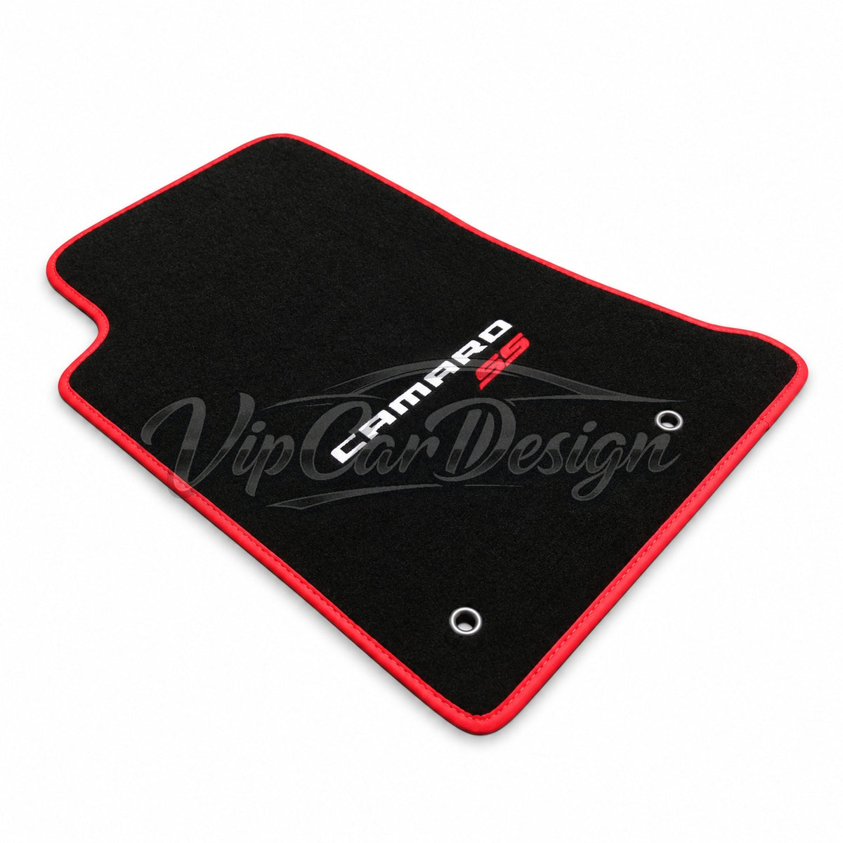 Chevrolet Camaro 2016 and After Custom Fit Velour Floor Mats - Camaro SS Logo - Single Mat Detail | VipCarDesign