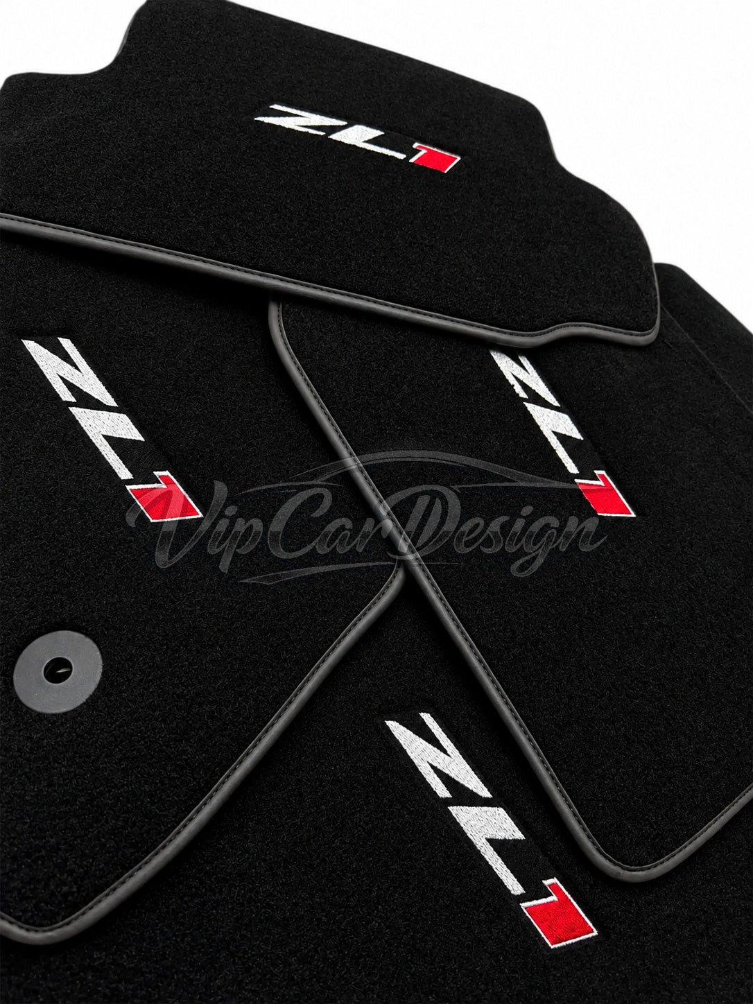 Chevrolet Camaro (2009-2015) Custom Fit Floor Mats ZL1 Logo - Logo Embroidery Detail | VipCarDesign