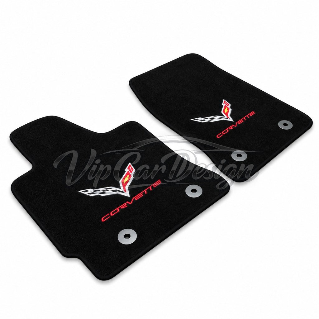 Chevrolet Corvette C3 (1968-1982) Custom Fit Floor Mats Corvette Logo - Complete Set Overview | VipCarDesign