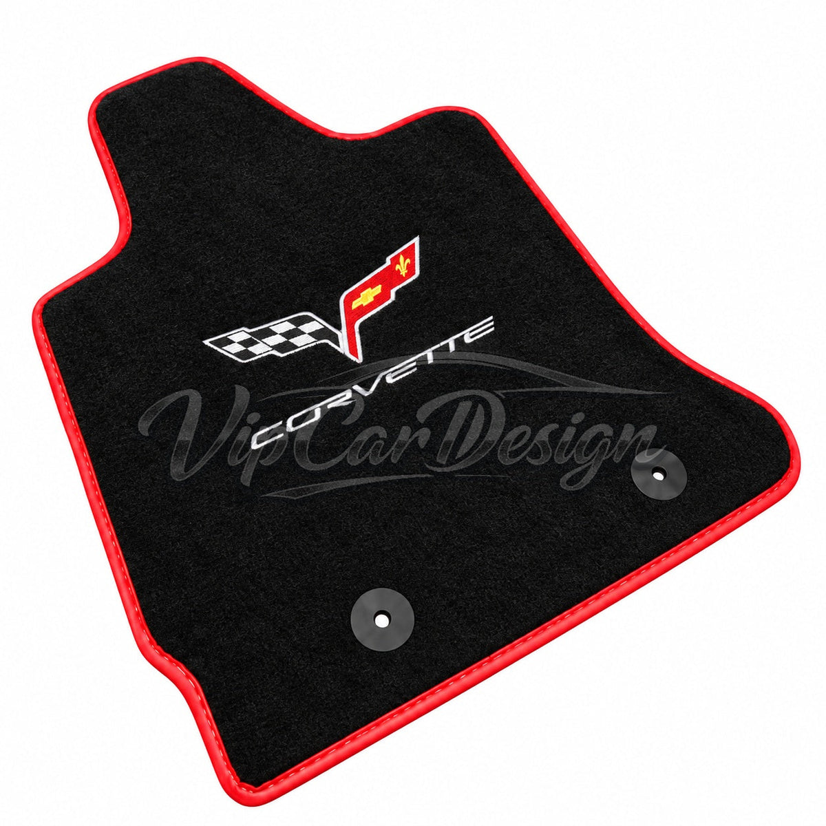 Chevrolet Corvette C5 (1997-2004) Custom Fit Floor Mats Corvette Logo - Logo Embroidery Detail | VipCarDesign