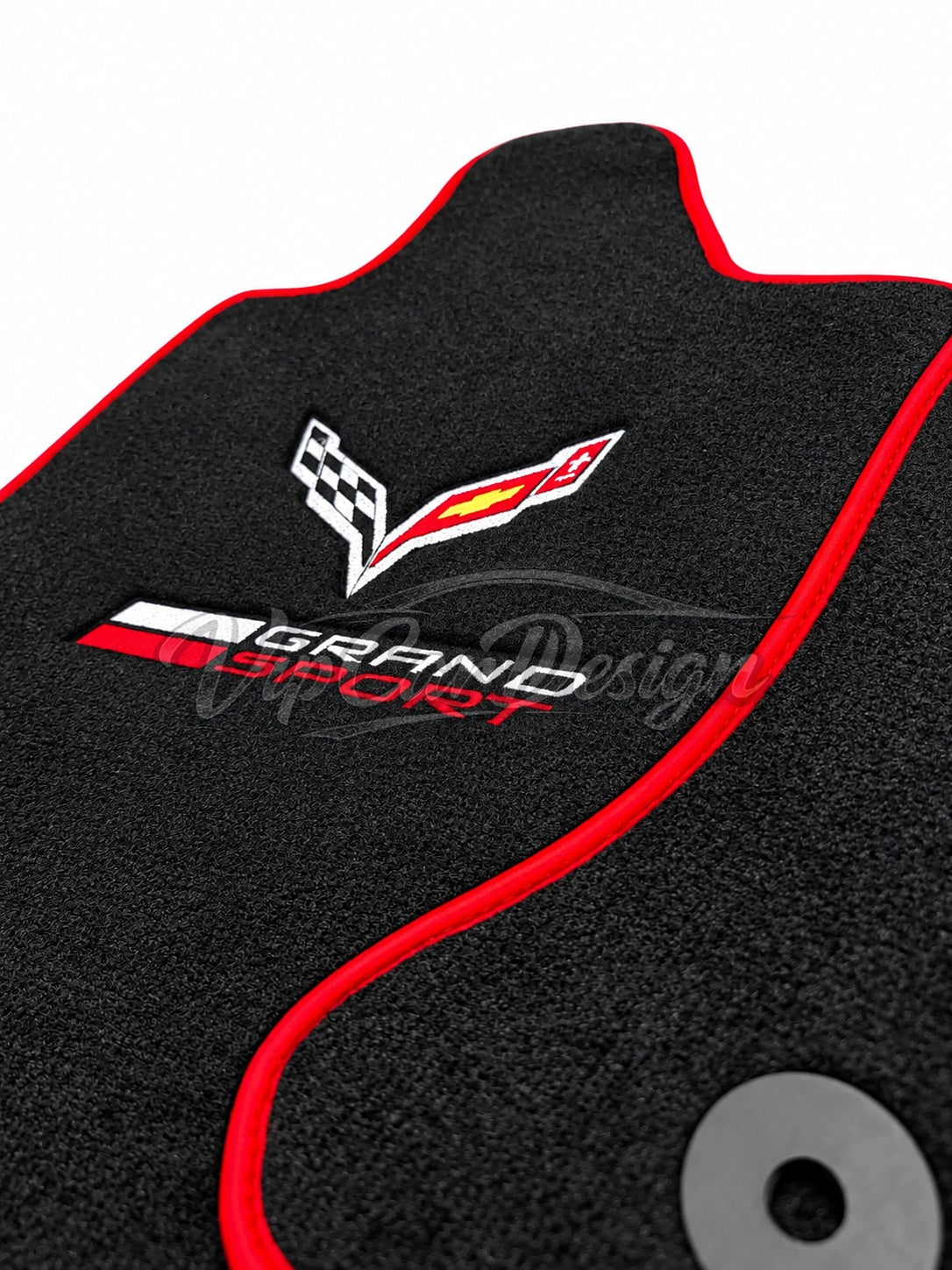 Chevrolet Corvette C5 (1997-2004) Custom Fit Floor Mats Grand Sport Logo - Edging Detail | VipCarDesign