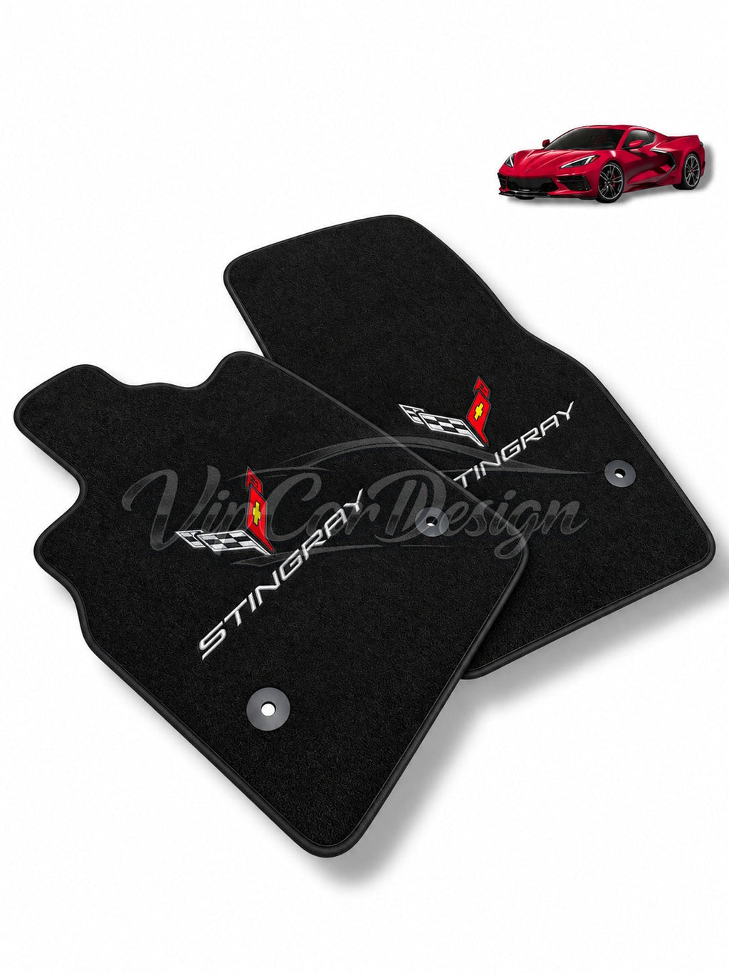 Chevrolet Corvette C5 (1997-2004) Custom Fit Floor Mats Stingray Logo - Front Floor Mats | VipCarDesign