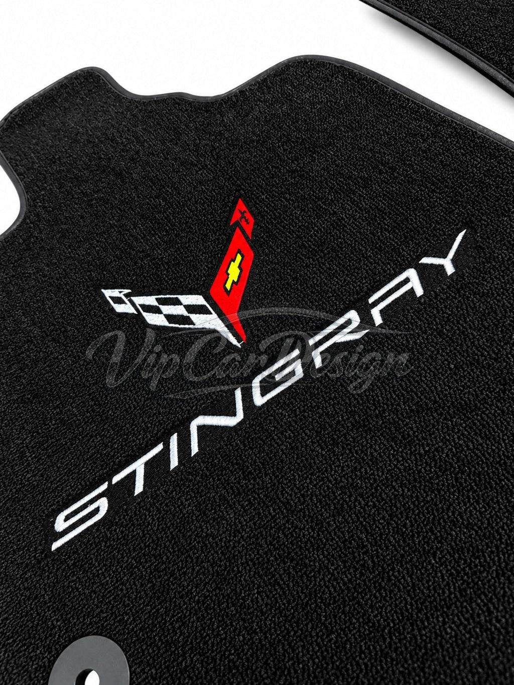 Chevrolet Corvette C5 (1997-2004) Custom Fit Floor Mats Stingray Logo - Logo Embroidery Detail | VipCarDesign