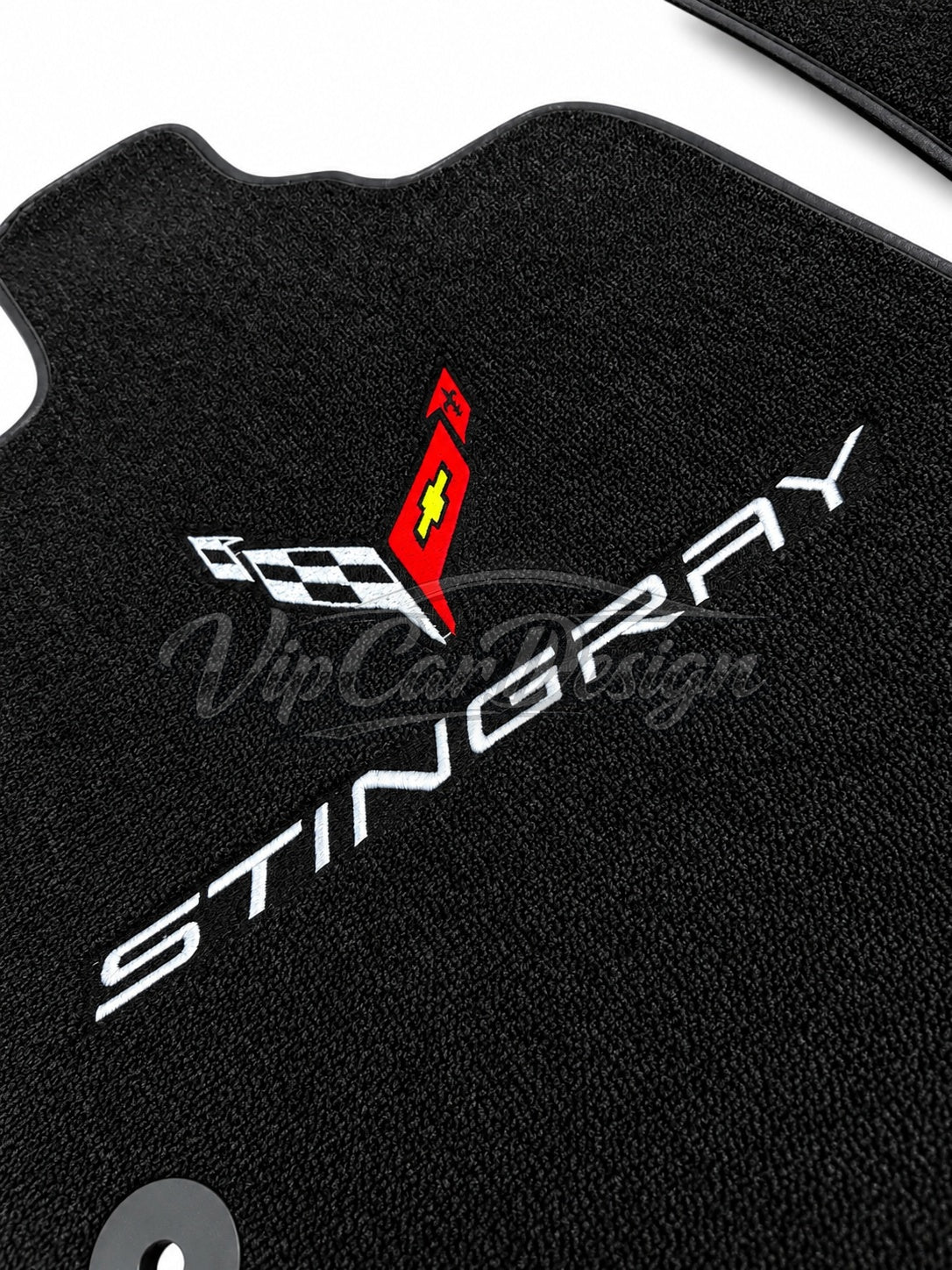 Chevrolet Corvette C5 (1997-2004) Custom Fit Floor Mats Stingray Logo - Logo Embroidery Detail | VipCarDesign