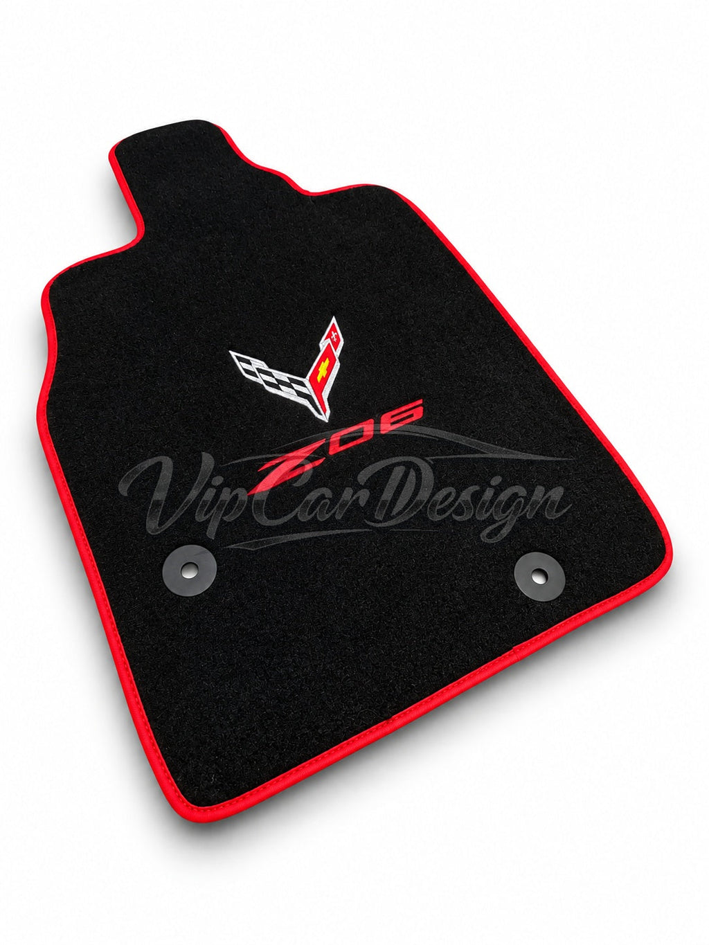 Chevrolet Corvette C6 (2005-2013) Custom Fit Floor Mats Z06 Logo - Logo Embroidery Detail | VipCarDesign