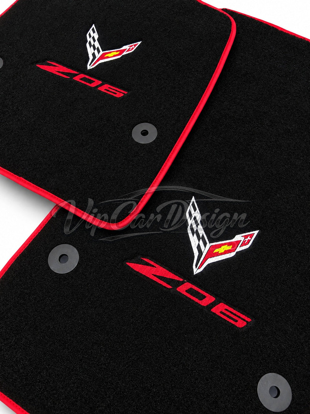 Chevrolet Corvette C5 (1997-2004) Custom Fit Floor Mats Z06 Logo - Logo Close-Up Detail | VipCarDesign
