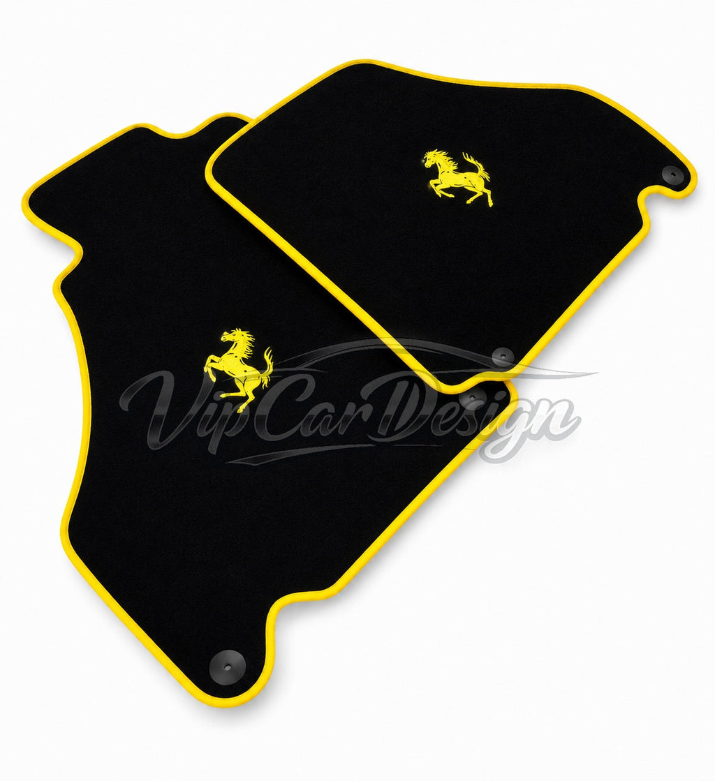 Ferrari Purosangue (2023-2024) Custom Fit Floor Mats Yellow Edging - Front Floor Mats | VipCarDesign