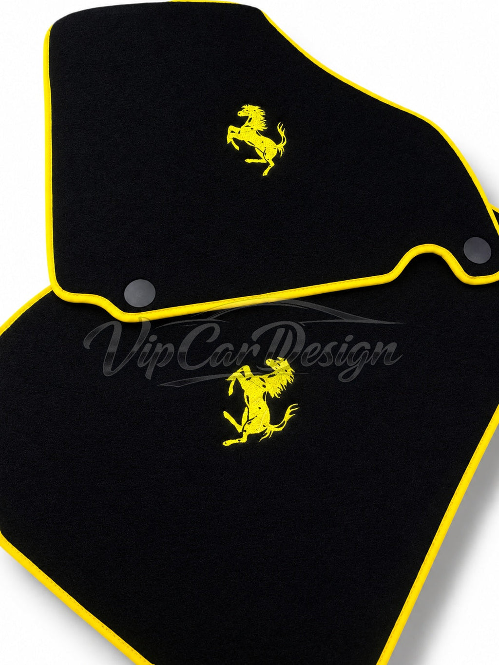 Ferrari Purosangue (2023-2024) Custom Fit Floor Mats Yellow Edging - Edge Binding Close-Up | VipCarDesign