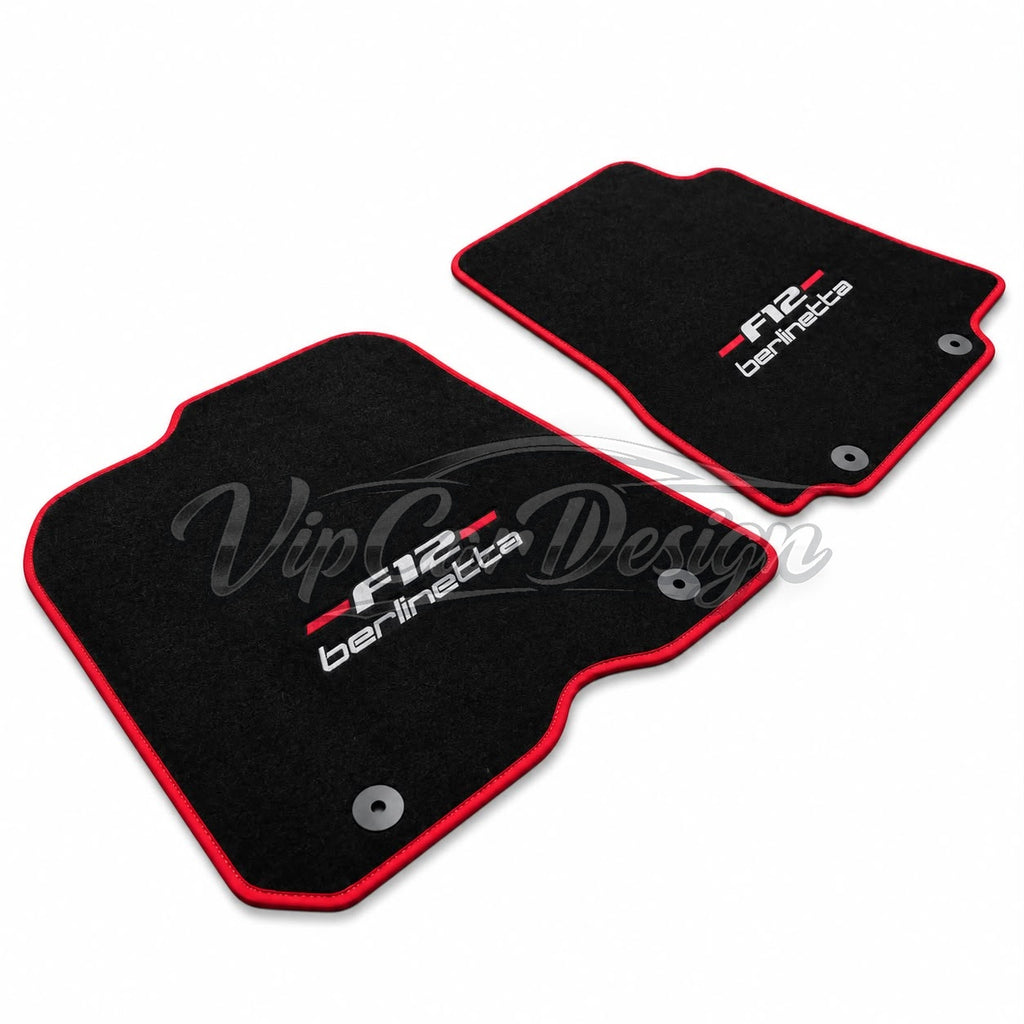 Ferrari F12 Berlinetta (2012-2022) Custom Fit Floor Mats F12 Berlinetta Logo - Complete Set Overview | VipCarDesign