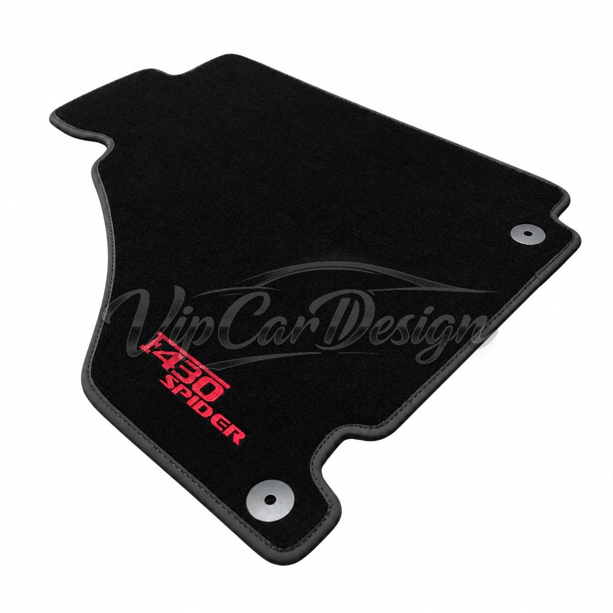 Ferrari F430 (2004-2009) Custom Fit Floor Mats F430 Spider Logo - Logo Embroidery Detail | VipCarDesign